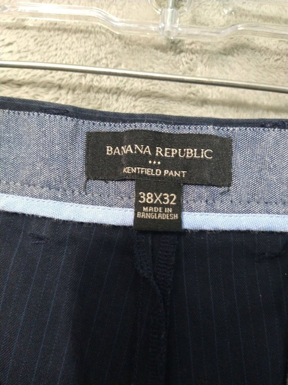 Banana Republic Pants Mens 38x32 Blue Striped Chino Kentfield Flat Front Cotton - Picture 7 of 10